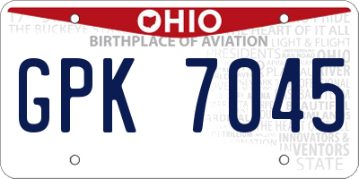 OH license plate GPK7045