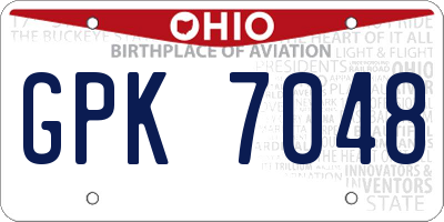 OH license plate GPK7048