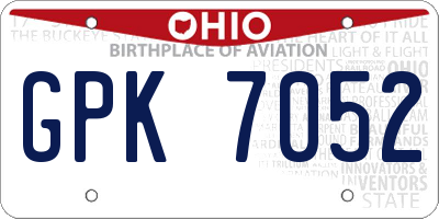 OH license plate GPK7052