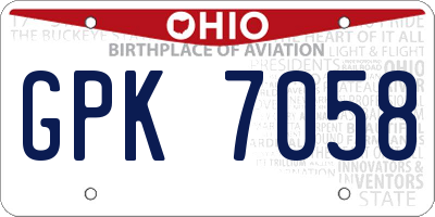 OH license plate GPK7058