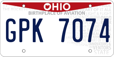 OH license plate GPK7074