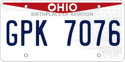 OH license plate GPK7076