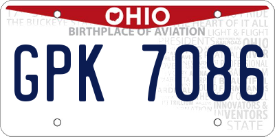 OH license plate GPK7086