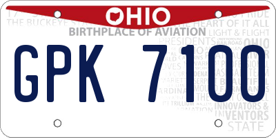 OH license plate GPK7100