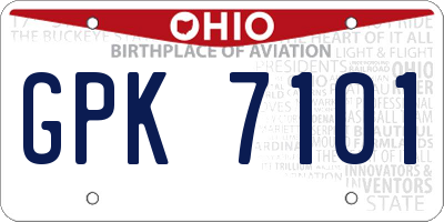 OH license plate GPK7101