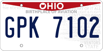 OH license plate GPK7102