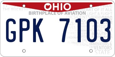 OH license plate GPK7103