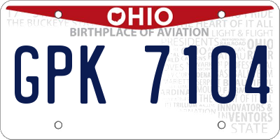 OH license plate GPK7104