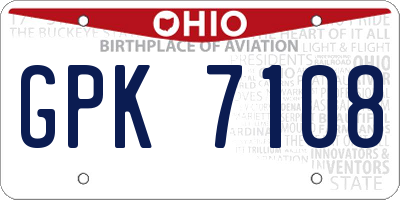 OH license plate GPK7108