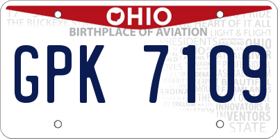 OH license plate GPK7109