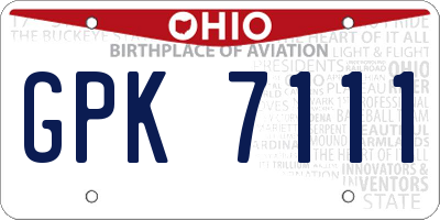 OH license plate GPK7111