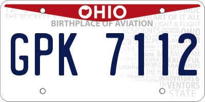 OH license plate GPK7112