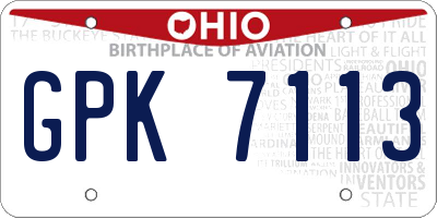 OH license plate GPK7113