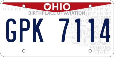 OH license plate GPK7114