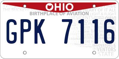 OH license plate GPK7116
