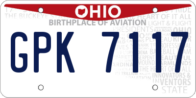 OH license plate GPK7117