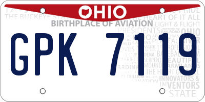 OH license plate GPK7119