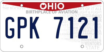 OH license plate GPK7121