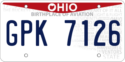 OH license plate GPK7126