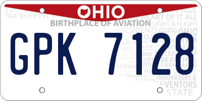 OH license plate GPK7128