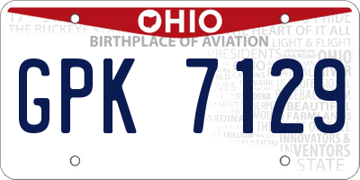 OH license plate GPK7129