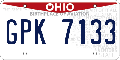 OH license plate GPK7133