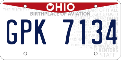OH license plate GPK7134
