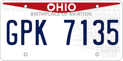 OH license plate GPK7135