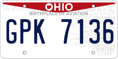 OH license plate GPK7136