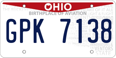OH license plate GPK7138