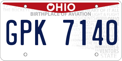 OH license plate GPK7140