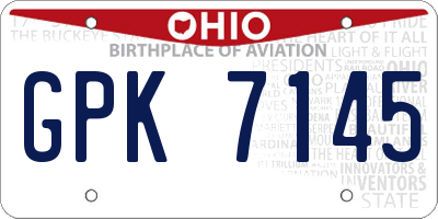 OH license plate GPK7145