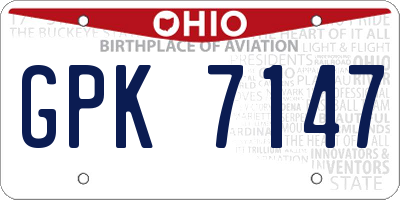 OH license plate GPK7147