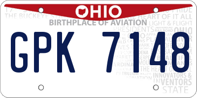 OH license plate GPK7148