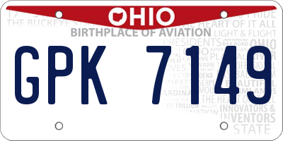 OH license plate GPK7149