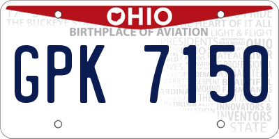 OH license plate GPK7150