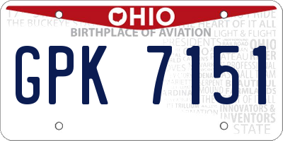 OH license plate GPK7151