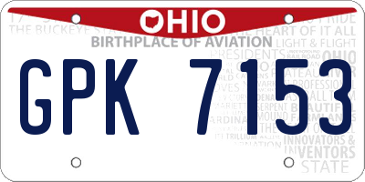 OH license plate GPK7153