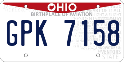 OH license plate GPK7158