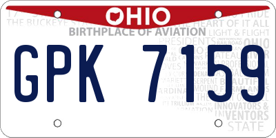 OH license plate GPK7159