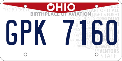 OH license plate GPK7160
