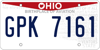 OH license plate GPK7161