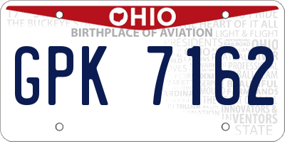 OH license plate GPK7162