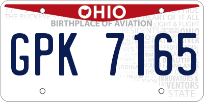 OH license plate GPK7165