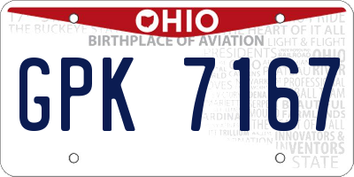 OH license plate GPK7167