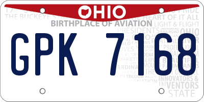 OH license plate GPK7168