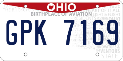 OH license plate GPK7169