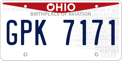 OH license plate GPK7171