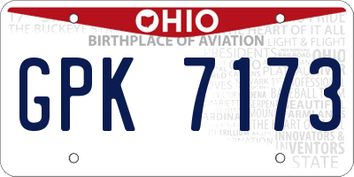 OH license plate GPK7173