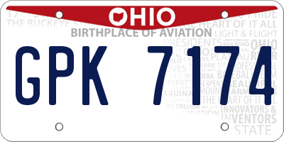 OH license plate GPK7174
